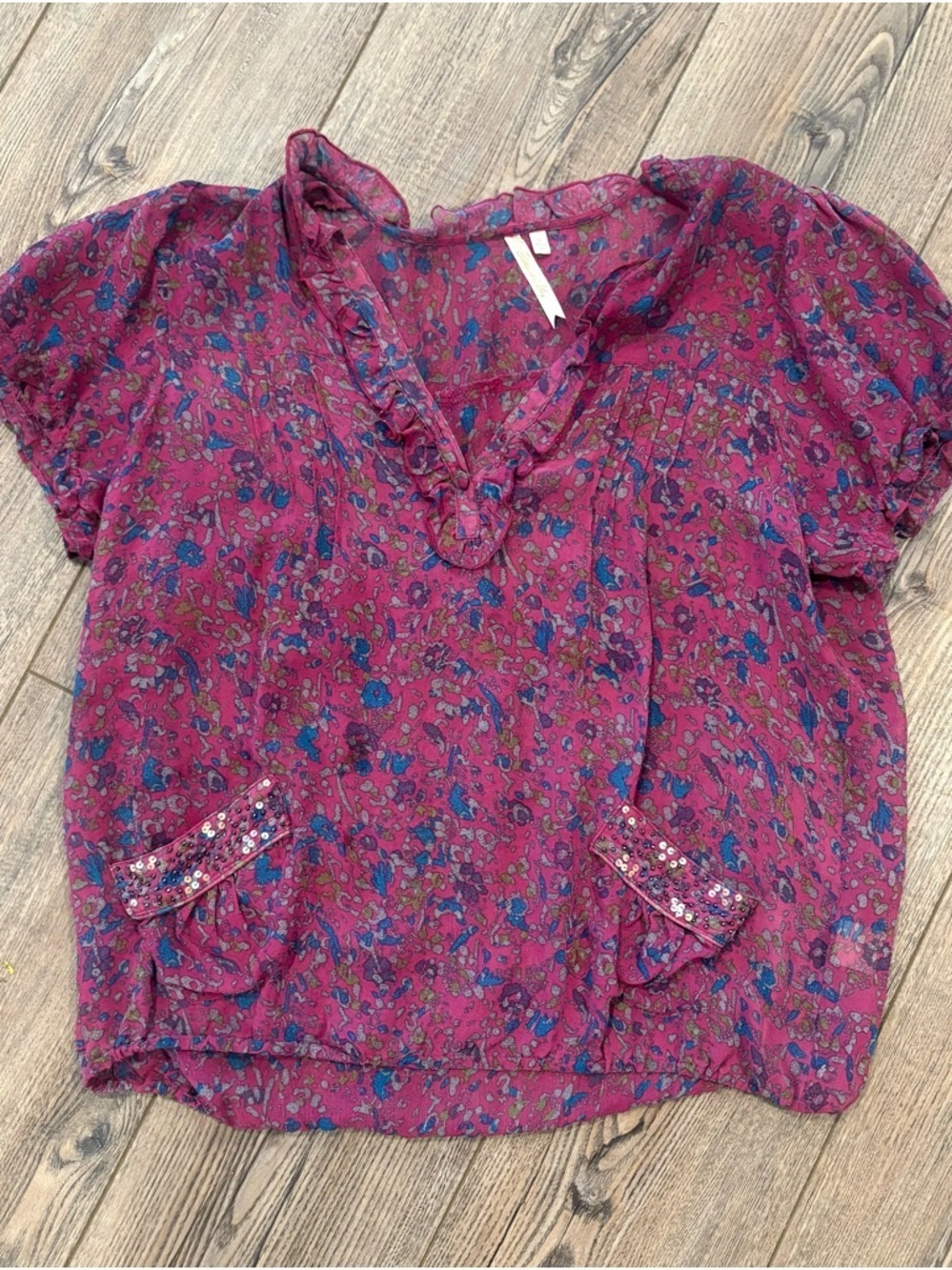 Petticoat alley purple silk blouse Anthropologie coquette girlie